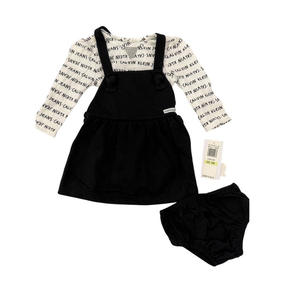NWT CALVIN KLEIN JEANS Girls 3-Piece Dress Set 3-6M (1445)
